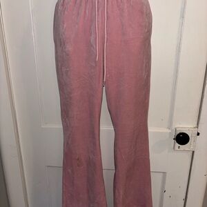 Pink Velour Lounge Pants Colzie Drawstring Sweatpants Size Small